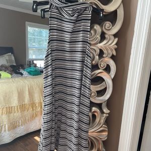 Striped Cowl Neck Jersey Dress